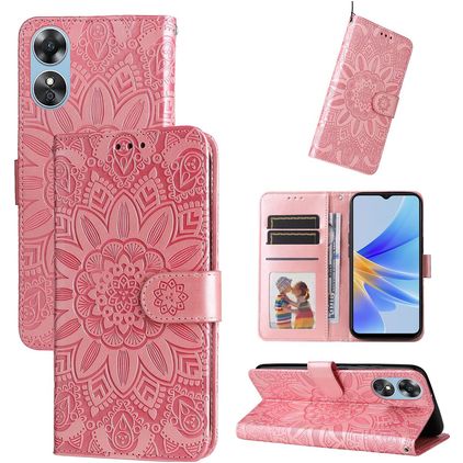 Mobigear Sunflower OPPO A17 Hülle Klapphülle Geldbörse - Magenta