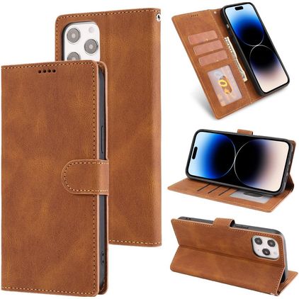 Mobigear Wallet iPhone 14 Pro Hülle Klapphülle Geldbörse - Braun