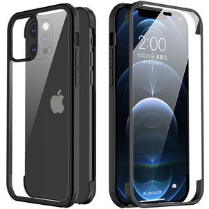 Valenta Full Cover iPhone 12 Hülle Gehärtetes Glas Backcover Stoßfest - Schwarz