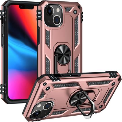 Mobigear Armor Ring iPhone 14 Plus Hülle Hardcase Backcover Stoßfest mit Ringhalter - Roségold