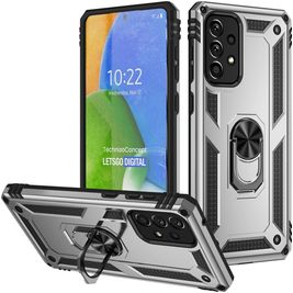 Mobigear Armor Ring Samsung Galaxy A73 Hülle Hardcase Backcover Stoßfest mit Ringhalter - Silber