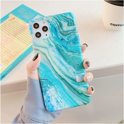Mobigear Marble iPhone 12 Pro Max Hülle Flexibles TPU Backcover - Grün