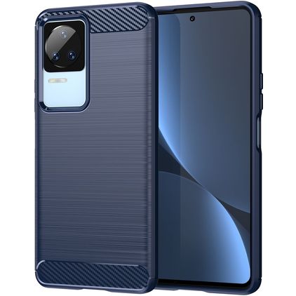 Mobigear Brushed Slim POCO F4 Hülle Flexibles TPU Backcover - Blau