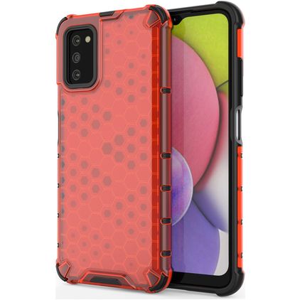 Mobigear Honeycomb Samsung Galaxy A03s Hülle Hardcase Backcover Stoßfest - Rot