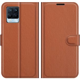 Mobigear Classic Realme 8 Hülle Klapphülle Geldbörse - Cognac