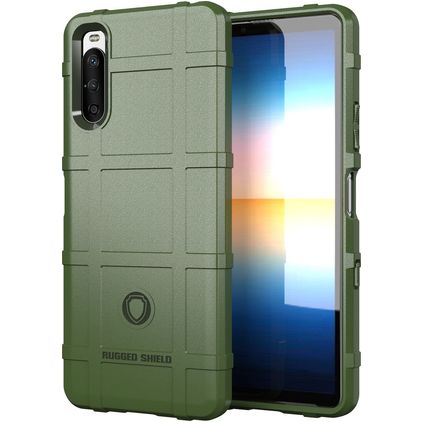 Mobigear Rugged Shield Sony Xperia 10 III Hülle Flexibles TPU Backcover Stoßfest - Grün