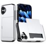 Mobigear Card iPhone 18 Hülle Hardcase Backcover Stoßfest mit Kartenhalter - Silber