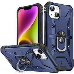 Mobigear Armor Ring iPhone 14 Hülle Hardcase Backcover Stoßfest mit Ringhalter - Blau