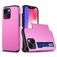 Mobigear Card iPhone 15 Hülle Hardcase Backcover Stoßfest mit Kartenhalter - Pink