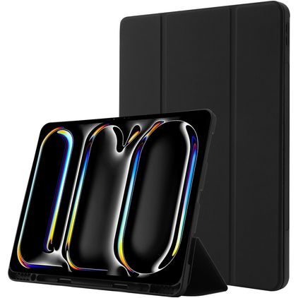 Mobigear Tri-Fold Gel iPad Pro 11 Zoll (2025) Hülle TPU,Kunstleder Klapphülle + Stifthalter - Schwarz