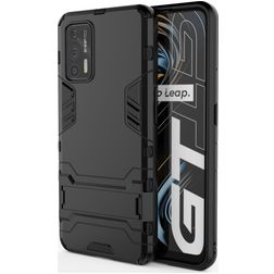 Mobigear Armor Stand Realme GT Hülle Hardcase Backcover Stoßfest mit Ständer - Schwarz