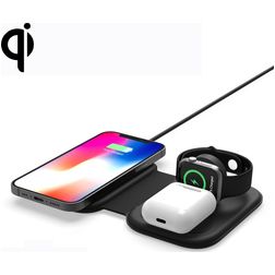 Mobigear Magnetic Folding 3in1 es Ladegerät Qi Wireless 15W - Schwarz