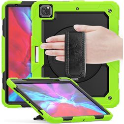 Mobigear SureGrip Xtreme iPad Air 13 Zoll (2024) Hülle Kunststoff,Silikon Backcover + Stifthalter + Schulterträger + Ständer - Grün