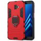 Mobigear Armor Ring Samsung Galaxy J6 Plus Hülle Hardcase Backcover Stoßfest mit Ringhalter - Rot