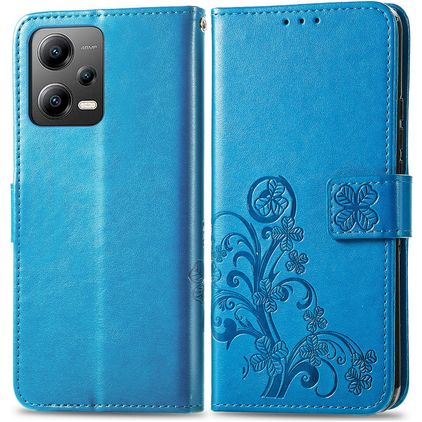 Mobigear Clover POCO X5 Hülle Klapphülle Geldbörse - Blau