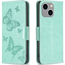Mobigear Butterfly iPhone 15 Plus Hülle Klapphülle Geldbörse - Grün