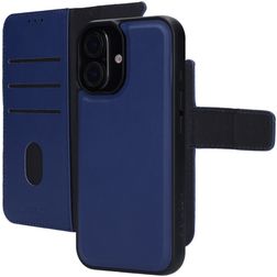 Mobiparts iPhone 16 MagSafe Hülle Echtes Leder Abnehmbare 2in1 Klapphülle Geldbörse - Blau