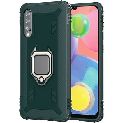 Mobigear Armor Ring Wiko View 4 Lite Hülle Hardcase Backcover Stoßfest mit Ringhalter - Grün