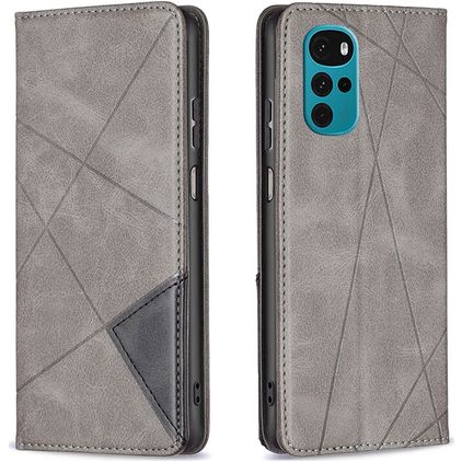 Mobigear Rhombus Slim Motorola Moto G200 5G Hülle Klapphülle - Grau
