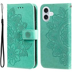 Mobigear Flowers iPhone 17 Hülle Klapphülle Geldbörse - Grün