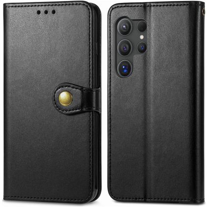 Mobigear Snap Button Samsung Galaxy S25 Hülle Klapphülle Geldbörse - Schwarz