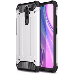 Mobigear Outdoor Xiaomi Redmi 9 Hülle Hardcase Backcover Stoßfest - Silber