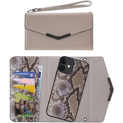 Mobilize Elegant Magnet iPhone 12 Hülle Abnehmbare 2in1 Clutch - Beige Snake