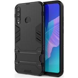 Mobigear Armor Stand Huawei P40 Lite E Hülle Hardcase Backcover Stoßfest mit Ständer - Schwarz