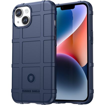 Mobigear Rugged Shield iPhone 15 Plus Hülle Flexibles TPU Backcover Stoßfest - Blau