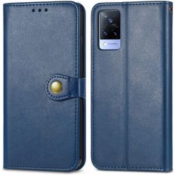 Mobigear Snap Button Vivo V21 Hülle Klapphülle Geldbörse - Blau