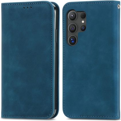 Mobigear Retro Slim Samsung Galaxy S25 Ultra Hülle Klapphülle Geldbörse - Blau