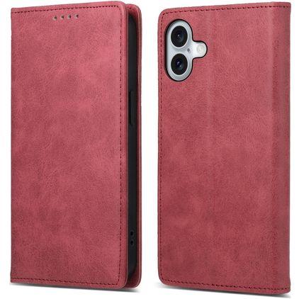Mobigear Wallet iPhone 16 Plus Hülle Klapphülle Geldbörse - Rot