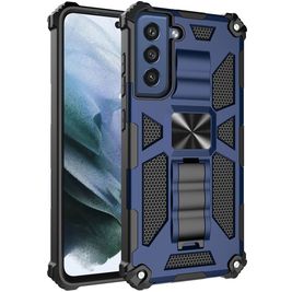 Mobigear Armor Stand Samsung Galaxy S21 FE Hülle Hardcase Backcover Stoßfest mit Ständer - Blau