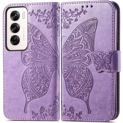 Mobigear Butterfly OPPO Reno 12 Pro Hülle Klapphülle Geldbörse - Lila