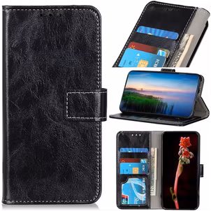 Mobigear Basic Samsung Galaxy S22 Ultra Hülle Klapphülle Geldbörse - Schwarz