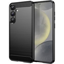 Mobigear Brushed Slim Samsung Galaxy S25 Plus Hülle Flexibles TPU Backcover - Schwarz