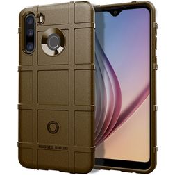 Mobigear Rugged Shield Samsung Galaxy A21 Hülle Flexibles TPU Backcover Stoßfest - Braun