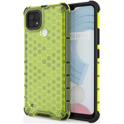 Mobigear Honeycomb Realme C21 Hardcase Backcover Shockproof - Grün
