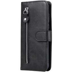 Mobigear Zipper Xiaomi Redmi Note 9 Hülle Klapphülle Geldbörse - Schwarz