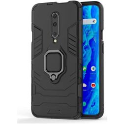 Mobigear Armor Ring OnePlus 7 Pro Hülle Hardcase Backcover Stoßfest mit Ringhalter - Schwarz