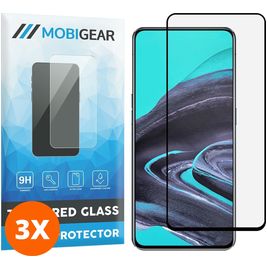 Mobigear Premium OPPO Reno Z Panzerglas Gehärtetes Glas Displayschutz - Hüllenfreundlich - Schwarz (3er Pack)