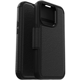 OtterBox Strada iPhone 15 Pro MagSafe Hülle Echtes Leder Klapphülle - Schwarz