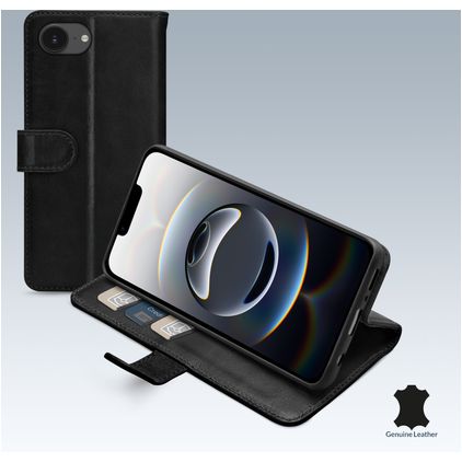 Mobilize Wallet iPhone 16e Hülle Echtes Leder Klapphülle Geldbörse - Schwarz