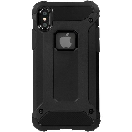 Mobiparts Rugged Shield iPhone XS Hülle Hardcase Backcover Stoßfest - Schwarz
