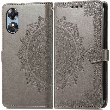 Mobigear Mandala OPPO A17 Hülle Klapphülle Geldbörse - Grau