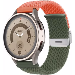 Mobigear Braided Dual Nylon Smartwatch Armband Klappschließe - 22-mm-Universalanschluss - Grün / Orange