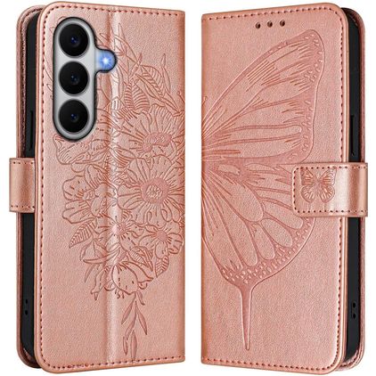 Mobigear Butterfly Samsung Galaxy A27 Hülle Klapphülle Geldbörse - Roségold