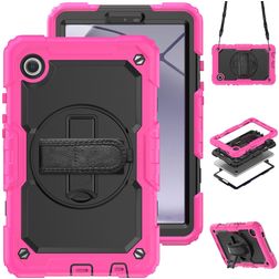 Mobigear SureGrip Xtreme Samsung Galaxy Tab A9 (2023) Stoßfeste Hardcase Hülle + Schulterträger + Ständer - Pink