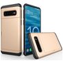 Mobigear Card Samsung Galaxy S10 Hülle Hardcase Backcover Stoßfest mit Kartenhalter - Roségold