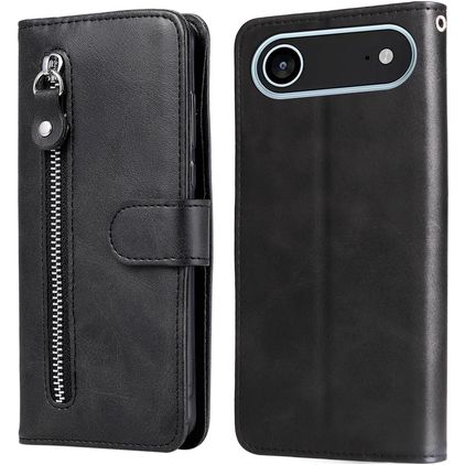 Mobigear Zipper iPhone Air Hülle Klapphülle Geldbörse - Schwarz